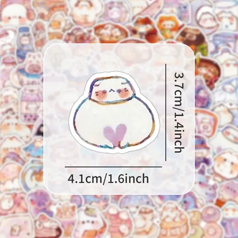 Cute Watercolor Hand-Painted Cartoon Animal And Food Aesthetic Stationery Stickers Healing Style Decorative Decals Pack