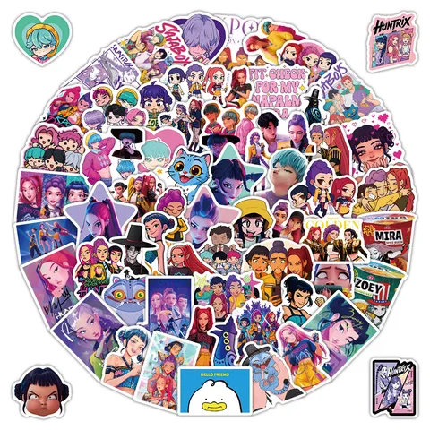 Cute Kpop Anime Cartoon Graffiti Stickers Waterproof PVC Decals Pack For Laptop Water Bottle Luggage Scrapbook
