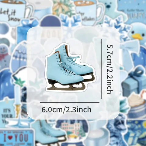 Blue Fresh Graffiti Stickers Waterproof PVC Decals For Suitcase Laptop Notebook DIY Decorative Stationery