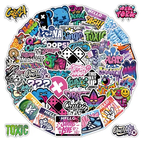 Hip Hop Street Art Graffiti Stickers Waterproof Decals For Skateboard Laptop Water Bottle Scrapbook Decoration