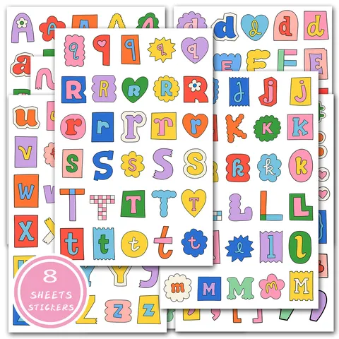 Lindo Conjunto de Pegatinas Impermeables de Letras Inglesas de Dibujos Animados para Equipaje Cuaderno Niños DIY Calcomanías