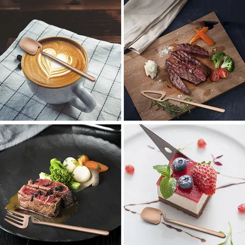 Stainless Steel Tableware Set Hanging Cup Design Gold Silver Rose Gold Dinner Knife Fork Spoon Dessert Spoon Kitchen Dining Tools
