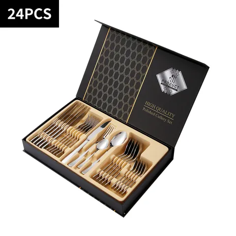 Stainless Steel Cutlery Set Dinnerware Set Kitchen Steak Knife Fork Spoon With Gift Box Kitchen Dining Tableware