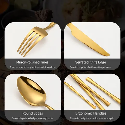 Stainless Steel Cutlery Set Tableware Kitchen Knife Fork Spoon Gold Silver Black Flatware Set For Restaurant Home