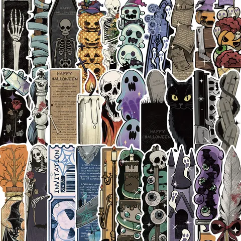 Vintage Halloween Bookmark Set Gothic Scary Pumpkin Skeleton Ghost Paper Book Markers For Reading School Office Supplies Gift