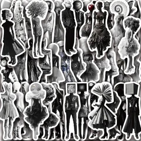 Adesivi Monocromatici di Fotografia Surrealista Decalcomanie in PVC Impermeabili Per Telefono Valigia Bottiglia Chitarra Arte