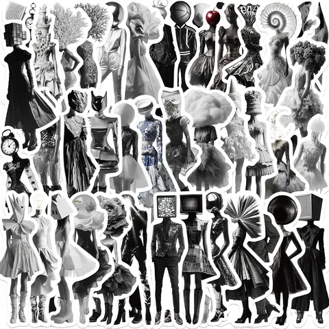 Adesivi Monocromatici di Fotografia Surrealista Decalcomanie in PVC Impermeabili Per Telefono Valigia Bottiglia Chitarra Arte