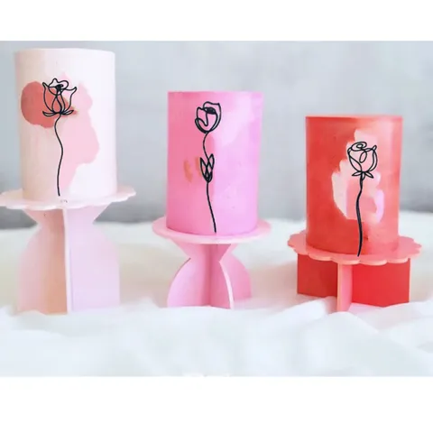 Minimalistiko Afstirimeno Zografismeno sto Heri Triantafyllo Tulip Akriliko Cake Topper Floral Inserts Genethlia Party