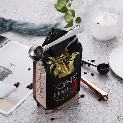 Stainless Steel Measuring Spoon With Sealing Clip Multifunctional Coffee Scoop Baking Powder Measuring Tool Kitchen Gadget