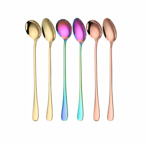 Stainless Steel Long Handle Spoon Coffee Mixing Spoon Dessert Ice Cream Spoon Modern Kitchen Tableware