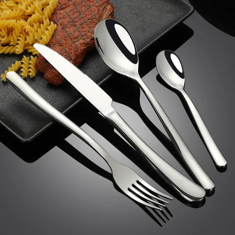 Stainless Steel Western Tableware Steak Knife Fork Spoon Teaspoon Mirror Polished Cutlery Silver Gold Flatware