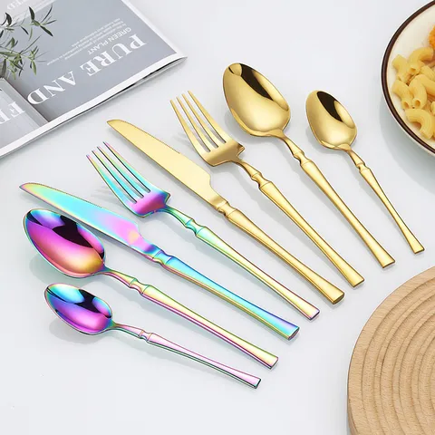 Modern Stainless Steel Cutlery Set Western Tableware Steak Knife Fork Spoon Teaspoon Mirror Polished Kitchen Dining Tableware