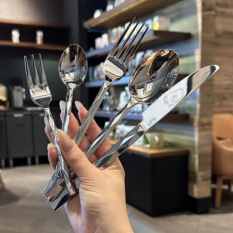 Luxury Stainless Steel Cutlery Set Diamond Cut Handle Tableware Knife Fork Spoon Kitchen Dining Table Accessories