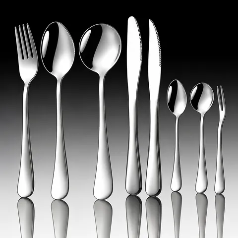 Stainless Steel Cutlery Set Dinner Knife Fork Spoon Dessert Spoon Mirror Polished Kitchen Tableware