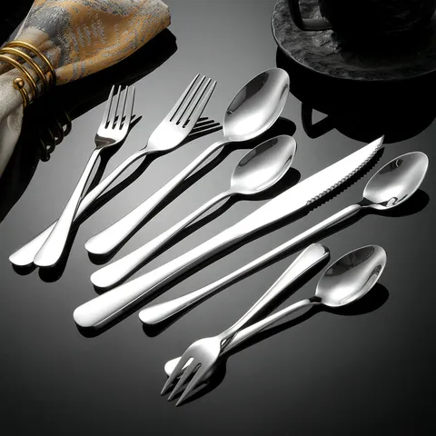 Stainless Steel Cutlery Set Dinner Knife Fork Spoon Dessert Spoon Mirror Polished Kitchen Tableware
