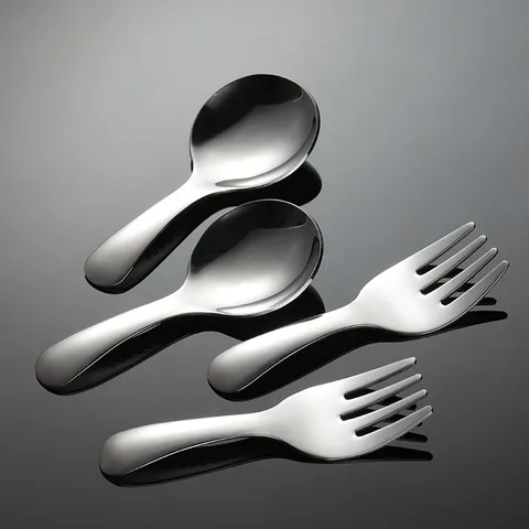 304 Stainless Steel Spoon And Fork Set Portable Kids Dinnerware Mini Short Handle Cute Ice Cream Tea Spoon Cutlery