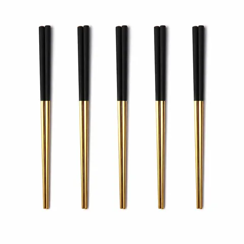 Chinese Style Stainless Steel Chopsticks Household Anti-Scald Square Chopsticks Mirror Polished Anti-Slip Tableware