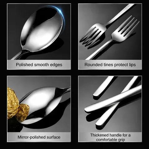 Korean Style 304 Stainless Steel Dinner Spoon Thickened Mirror Polished Soup Spoon Dessert Spoon Kitchen Tableware