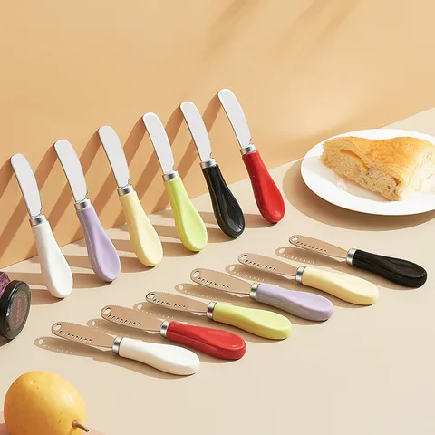 Stainless Steel Butter Knife Ceramic Handle Jam Spreader Cheese Knife Breakfast Bread Toast Spread Tool Kitchen Gadget