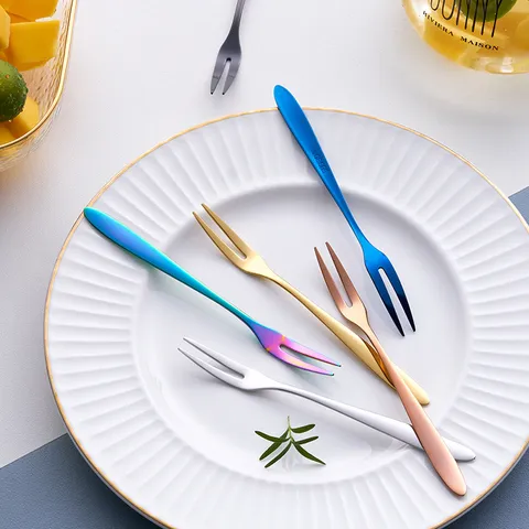 Edelstahl Fruchtgabeln Set Modern Minimalistisch Zweizinkig Dessert Kuchen Gabeln Polierte Spiegel Geschirr Zuhause Küche