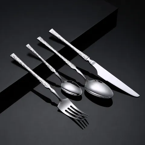 Stainless Steel Western Tableware Set Retro Relief Steak Knife Dinner Fork Spoon Tea Spoon Kitchen Dining Cutlery
