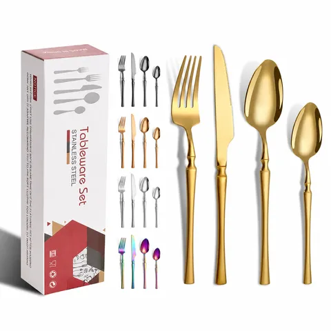 Stainless Steel Cutlery Set Tableware Kitchen Knife Fork Spoon Gold Silver Black Flatware Set For Restaurant Home