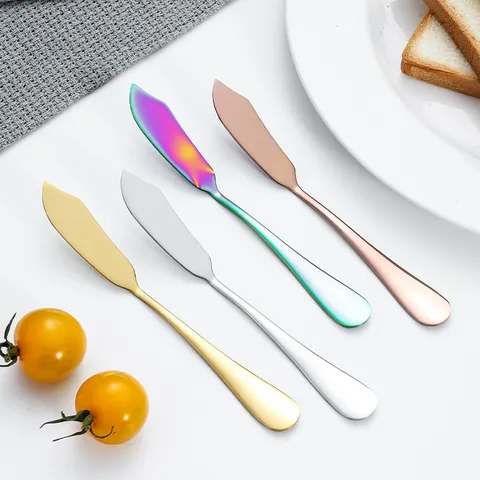 304 Edelstahl Butter Messer Langer Griff Butter Streicher Marmelade Messer Gold Silber Roségold Käse Spritzmesser Geschirr