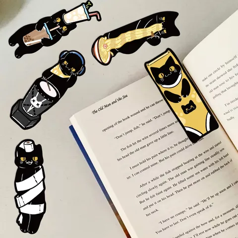 Creative Cute Black Cat Shaped Paper Bookmarks Die-Cut Animal Page Markers For Reading Book Stationery Decor