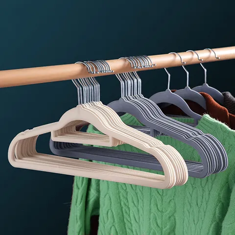 Flocked Velvet Clothes Hangers Non-Slip Heavy Duty Thickened Suit Hangers Space Saving Wardrobe Closet Organizers