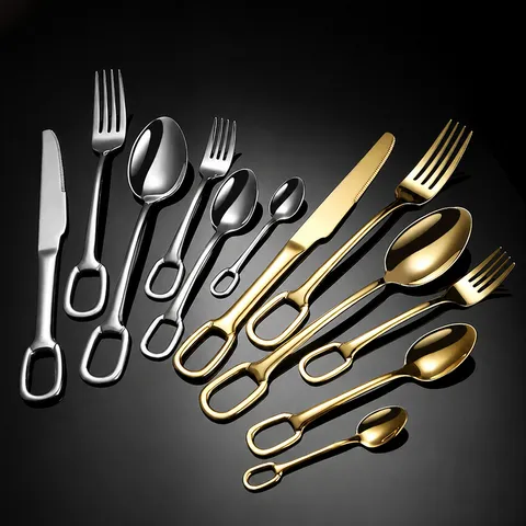 304 Stainless Steel Western Cutlery Creative Hanging Hole Tableware Dinner Knife Fork Spoon Kitchen Dining