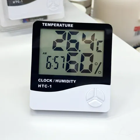 Digital Electronic Indoor Temperature and Humidity Meter Large LCD Display ABS Material Desk Clock Alarm Thermometer Hygrometer