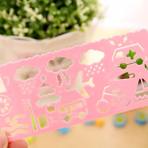 Multi Functional Hollow Drawing Stencil Ruler Kaleidoscope Plastic Drafting Template For Kids Student Creative Stationery
