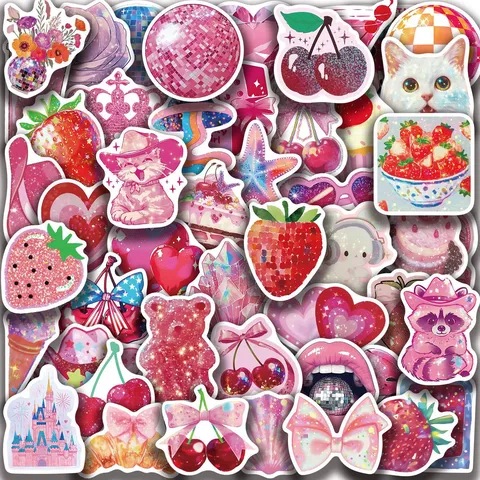 Rose Pink Waterproof PVC Cute Kawaii Aesthetic Graffiti Decals For Hand Ledger Laptop Luggage Notebook Decoration