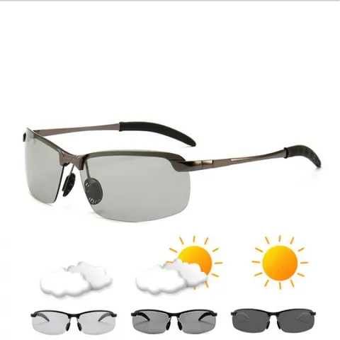 Gafas de Sol Polarizadas para Hombre Fotocromáticas UV400 Gafas de Conducción Visión Nocturna para Pesca Deportes al Aire Libre Montura de Metal