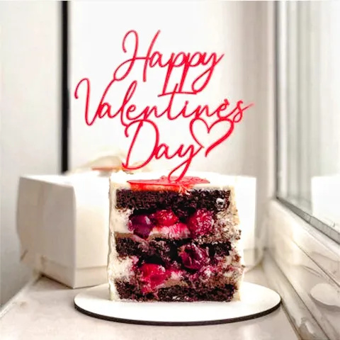 Acrylic Happy Valentine's Day Cake Topper Glitter Heart Dessert Table Cake Decoration Party Supplies Wedding Lover Gift
