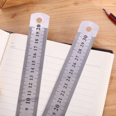 Stainless Steel Straight Ruler Metal Office School Measuring Tool Double Sided Precision Ruler Stationery