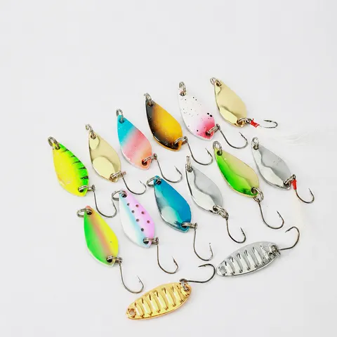 Metal Spoon Fishing Lures Fish Shaped Artificial Bait With Single Hook And Feather Tackle For Outdoor Angling