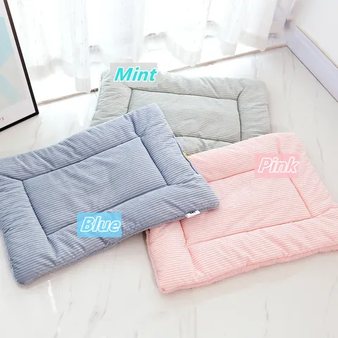 Soft Cloud Velvet Pet Mat Cute Fruit Embroidery Dog Cat Bed Warm Thickened Square Round Pet Sleeping Mat