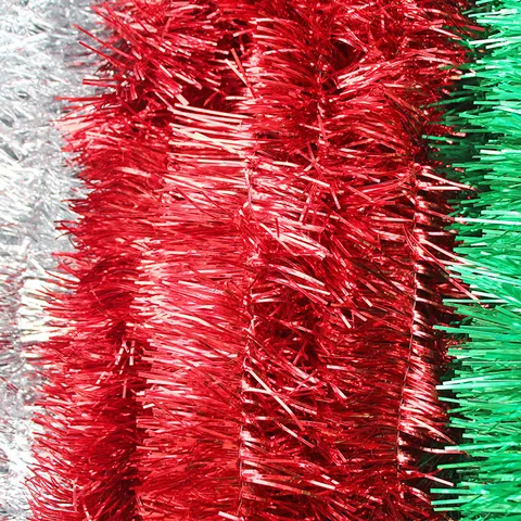 Christmas Tinsel Garland Metallic Foil Streamer Hanging Pendant Plastic Party Decoration For Wedding Birthday Holiday