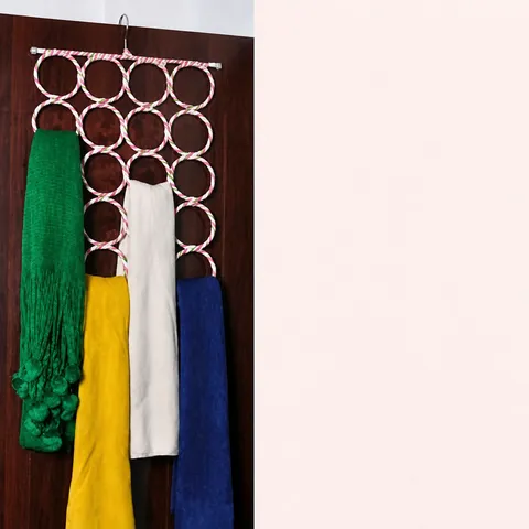 Multifunctionele Papierrattan Sjaalhanger Opvouwbare Multi Ring Sjaal Opbergrek Kast Organizer Voor Accessoires