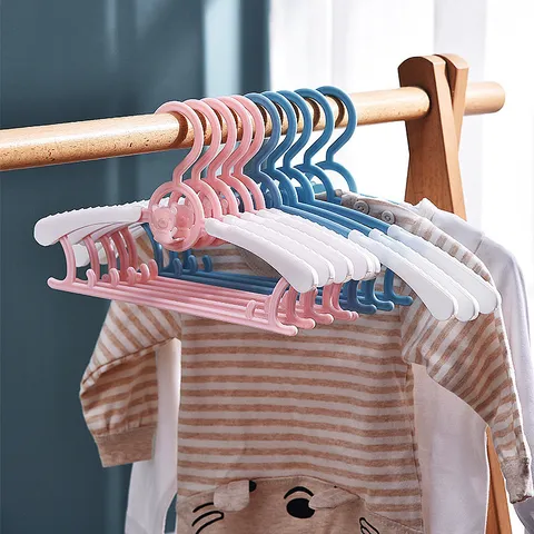 Kids Plastic Retractable Baby Clothes Hangers With Bowknot Cute Bear Design Non Slip Space Saving Home Storage Hangers