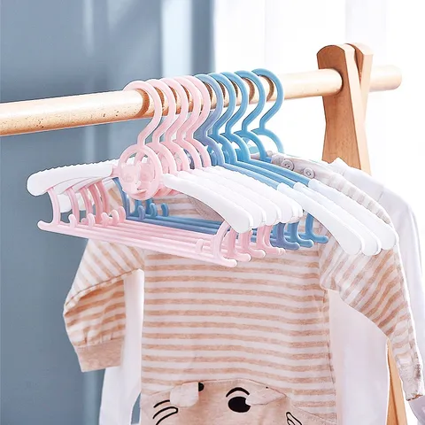 Children Multifunctional Folding Plastic Clothes Hanger Baby Adjustable Non Slip Drying Rack Kids Wardrobe Storage Organizer