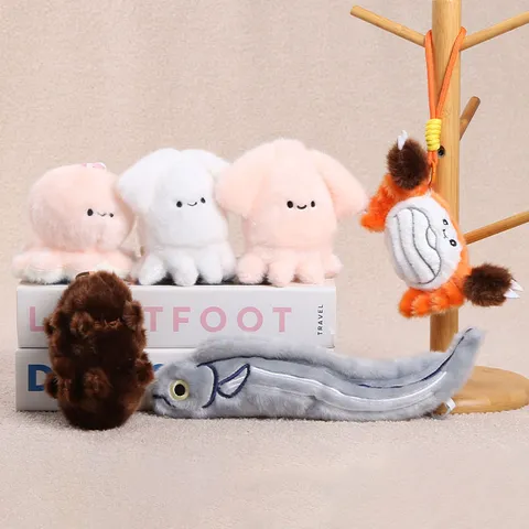 Süßes Ozean Tier Plüschtier Anhänger Qualle Krabbe Tintenfisch Oktopus Puppe Tasche Hängende Ornament Schlüsselanhänger Geschenk