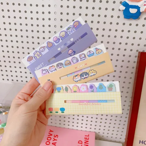 Cute Cartoon Sticky Notes Portable Memo Pads Student Index Labels Cute Animal Floral Design Stationery Notepad