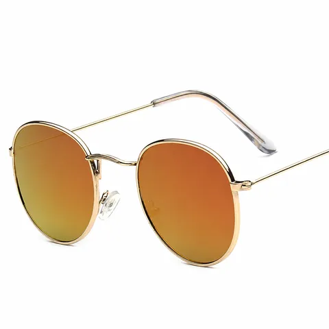 Vintage Round Metal Frame Sunglasses Unisex Fashion Anti-UV Colorful Reflective Sun Glasses For Outdoor Daily Wear