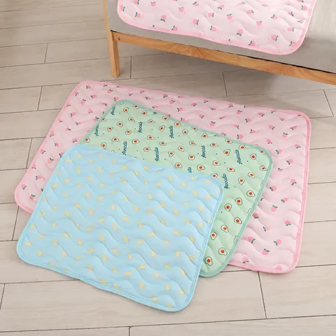 Summer Pet Cooling Mat Ice Silk Breathable Dog Cat Sofa Cushion Cute Fruit Pattern Portable Pet Sleeping Mat