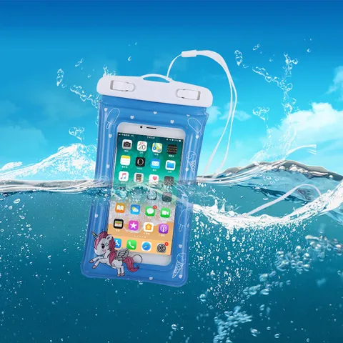 Universal Waterproof Phone Pouch Floating Cell Phone Dry Bag Case Transparent Touch Friendly with Lanyard for Swimming Beach