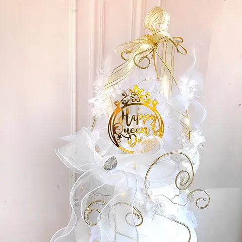 Acrylic Mirror Cake Topper Happy Queen Day Crown Heart Decor For Mother's Day Birthday Party Baking Supplies