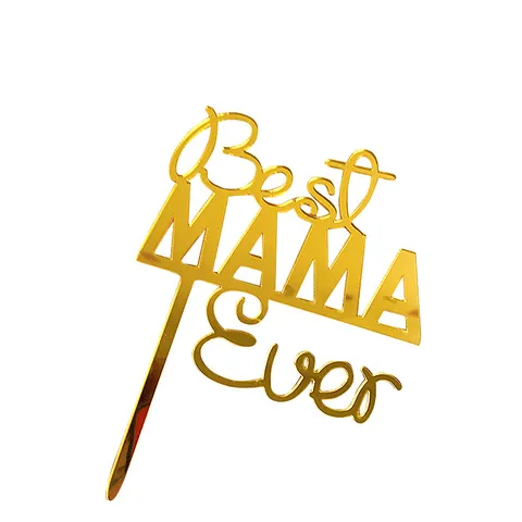 Acrylic Best Mom Ever Cake Topper Rose Gold Gold Black Crown Heart Cake Decoration For Mother Day Birthday Party