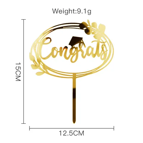 Decoración para Pasteles de Acrílico Graduación Congrats Graduate 2026 Fiesta Oro Plata Oro Rosa Efecto Espejo